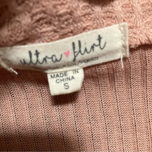 Women’s Ultra Flirt Light Pink Waffle Knit Cowl Neck Sweater Size Small - Picture 7 of 7